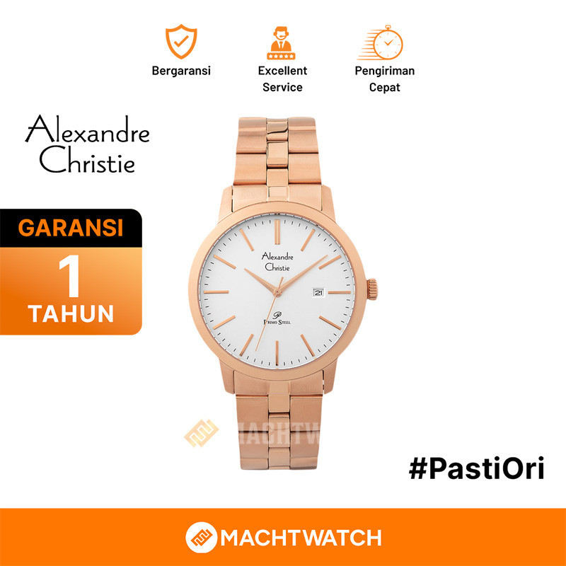 Jam Tangan Pria Alexandre Christie Primo Steel AC 1007 MD BRGSL ACF-1007 AC 1007 AC1007 Silver Dial 