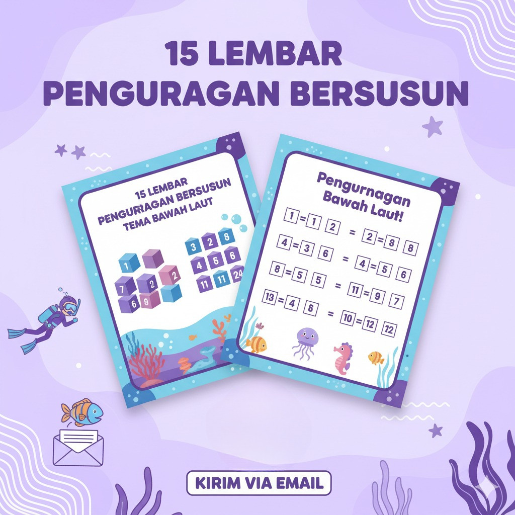 worksheet 15 lembar worksheet belajar pengurangan bersusun PDF Untuk SD Printable Worksheet