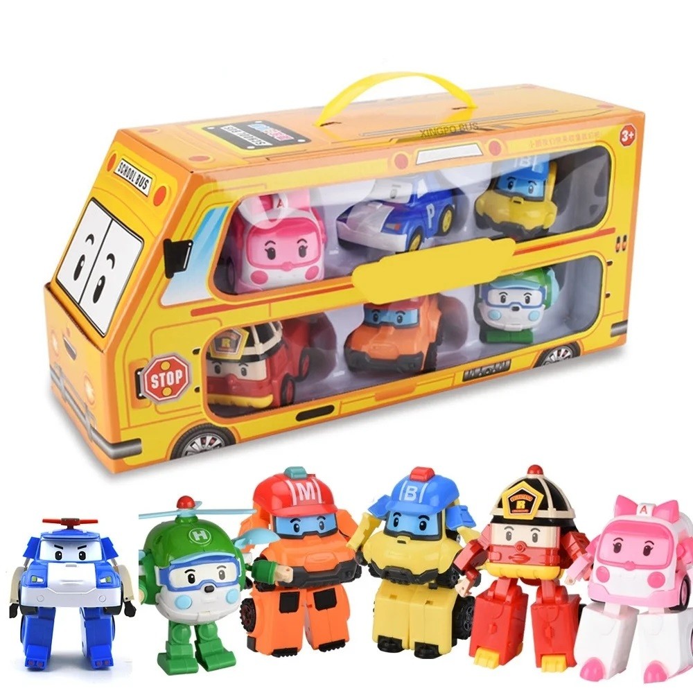 New Cartoon Robocar Poli Action FiguresTransformation Anime Hand Deformation Car ModelAirplane Gift 
