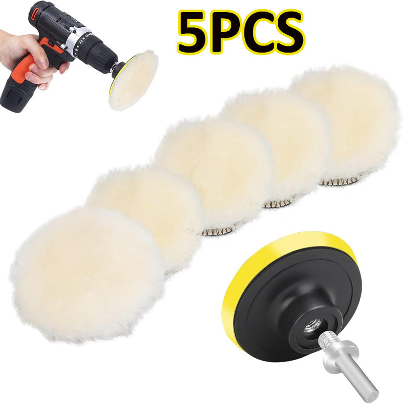 Set Bantalan Poles Mobil Wol 4/5/6 Inci Untuk Mesin Poles Bor Listrik, Waxing, Poles, Perawatan Cat 