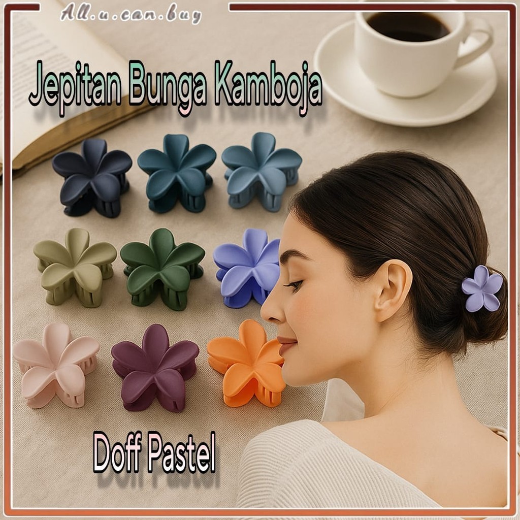 Jepitan Rambut Bunga Kamboja Doff Pastel 7 cm Jedai Aksesoris Rambut