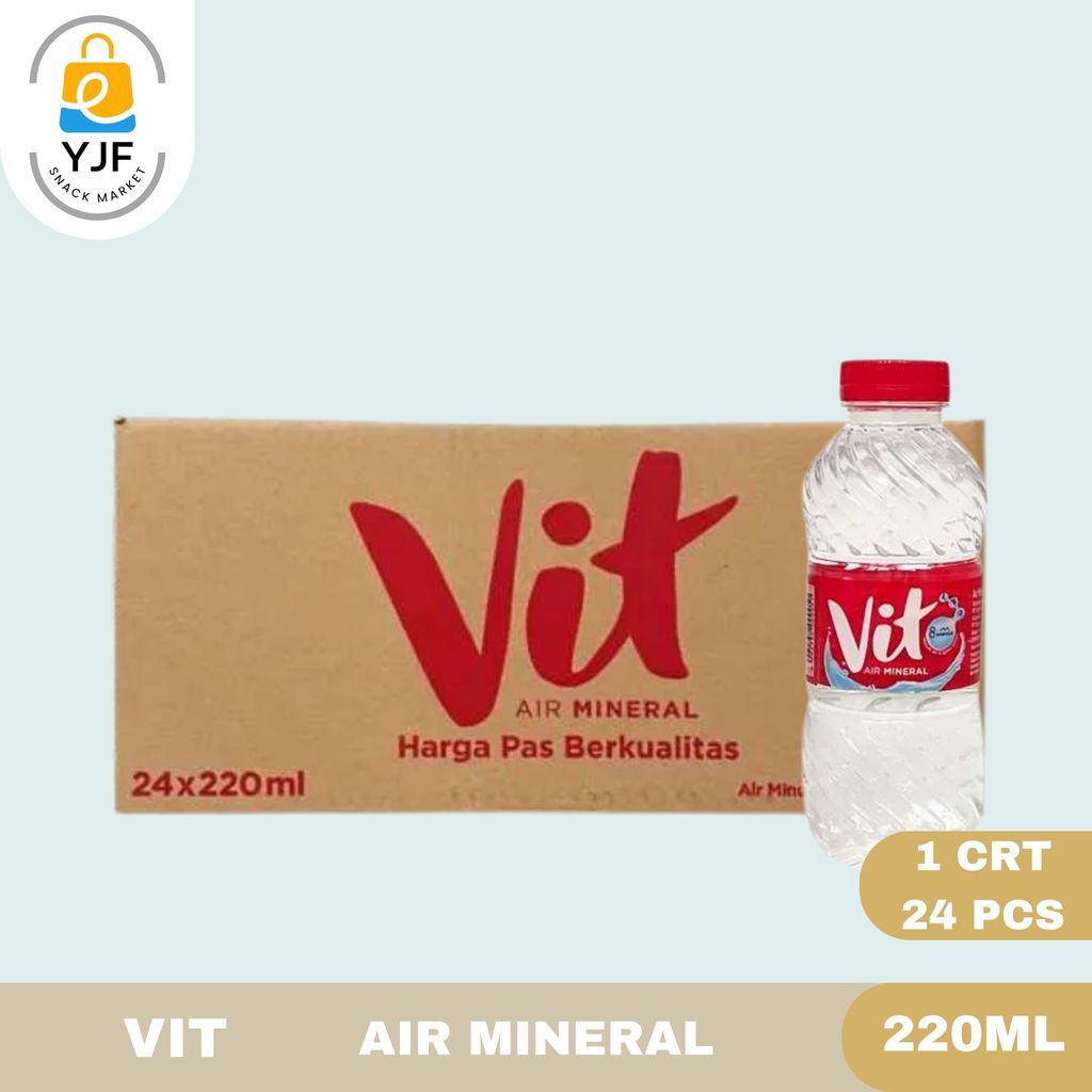 Vit Air Mineral Botol 220ml ,- 1 KARTON / 24 Pcs / Air Minum / Air Mineral