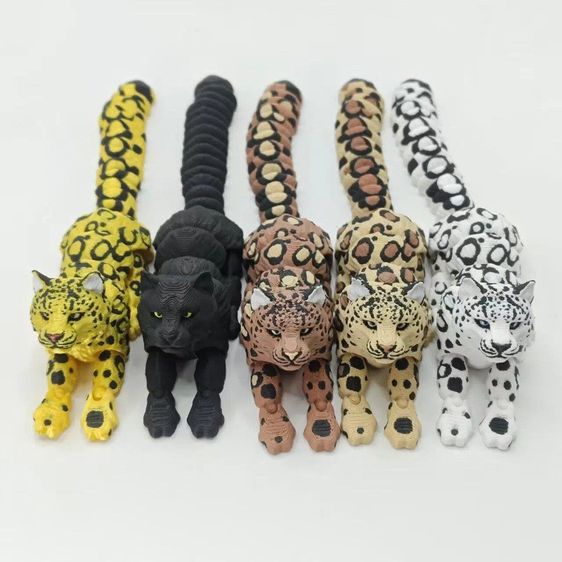 New 3D Printed Toys Simulation Wild Animal Snow Leopard Toy Model Craft Movable Joints Home Decor Or