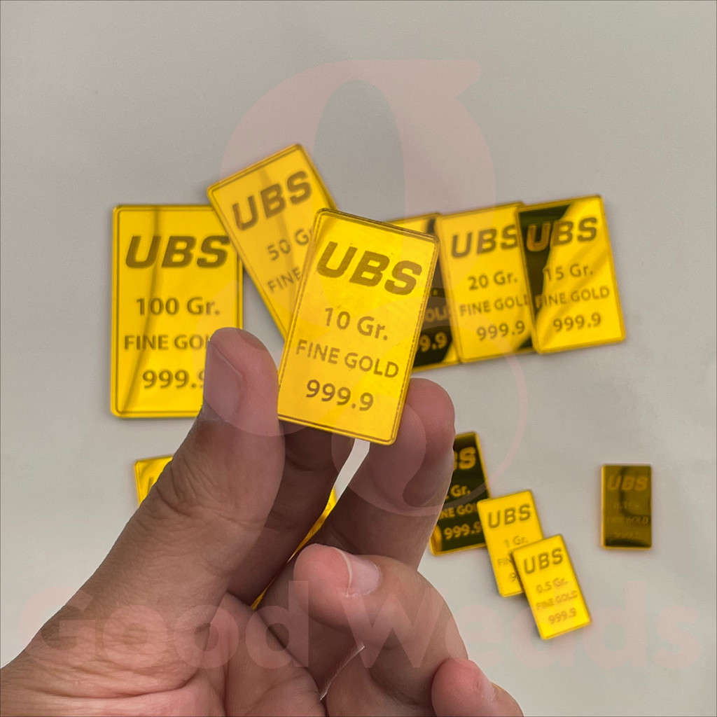Replika Logam Mulia Emas UBS 50gr - 100gr Dekorasi Mahar/Seserahan Akrilik Mirror Gold Good Wedds