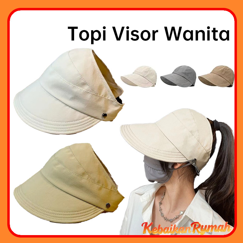 Topi Visor WanitaTopi Pantai Wanita Korea Visor Anti UV Gaya