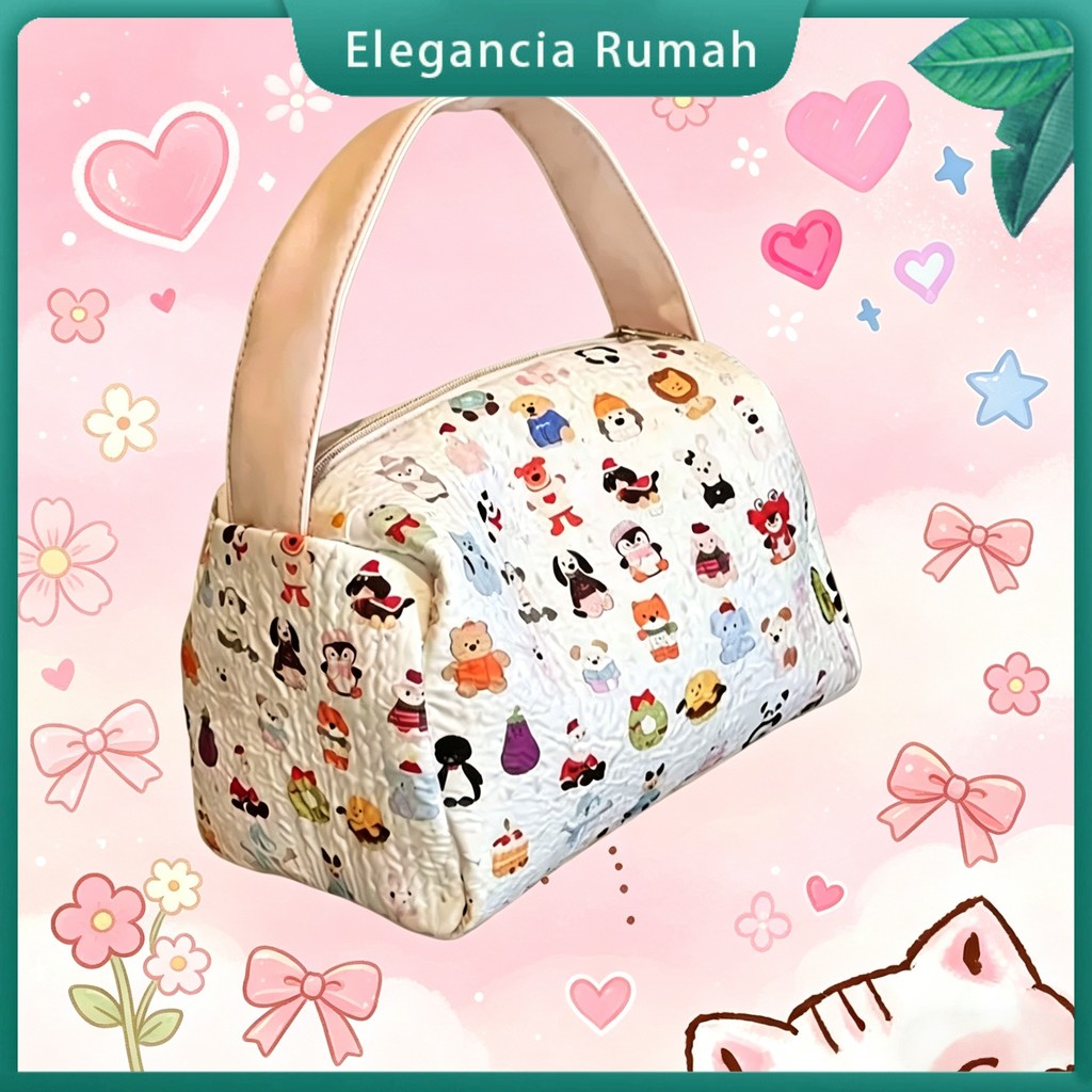 Tas Makeup Pouch Bag Skincare Tas Makeup Kartun Berkapasitas Besar Tas Cuci Makeup Sederhana Tas Tan