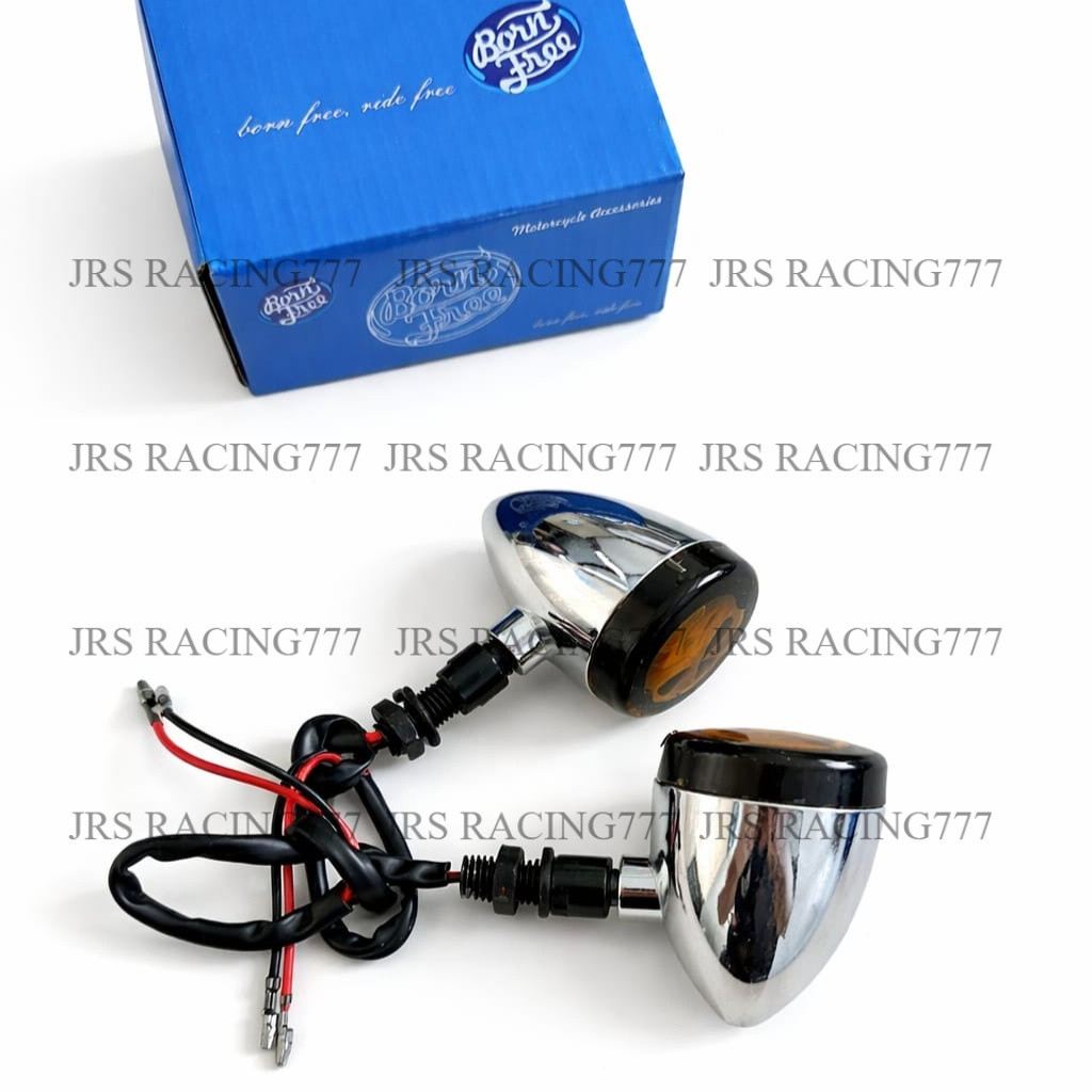 Sen Scull Chrome Bornfree – Lampu Sein Motor Custom Klasik Universal