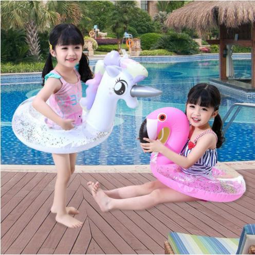 Pelampung Renang Anak 2 - 5 Tahun Sequins Glitter / Ban Renang Tiup - Flamingo