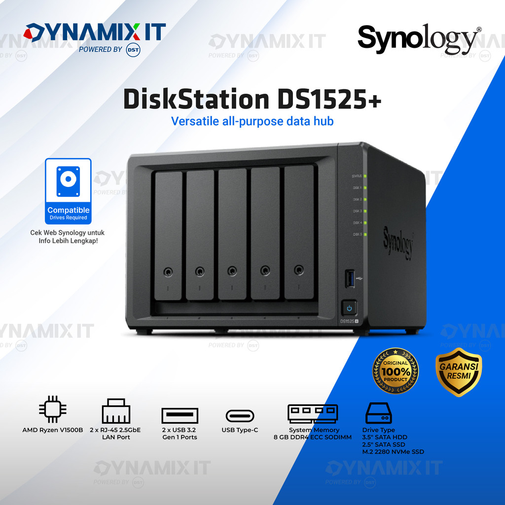Synology NAS DiskStation DS1525+ 5-Bay NAS Server Storage