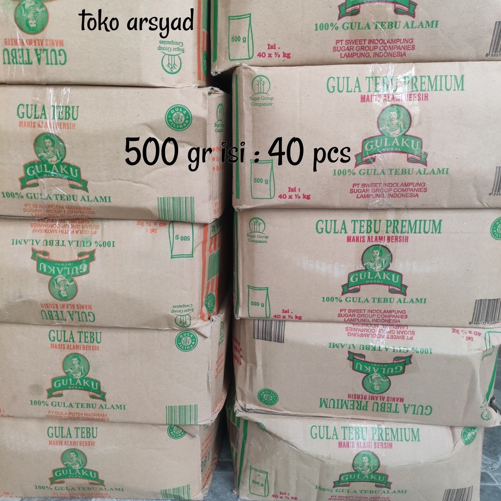 Gula Gulaku kemasan 500gr atau 1/2kg Dus/Karton