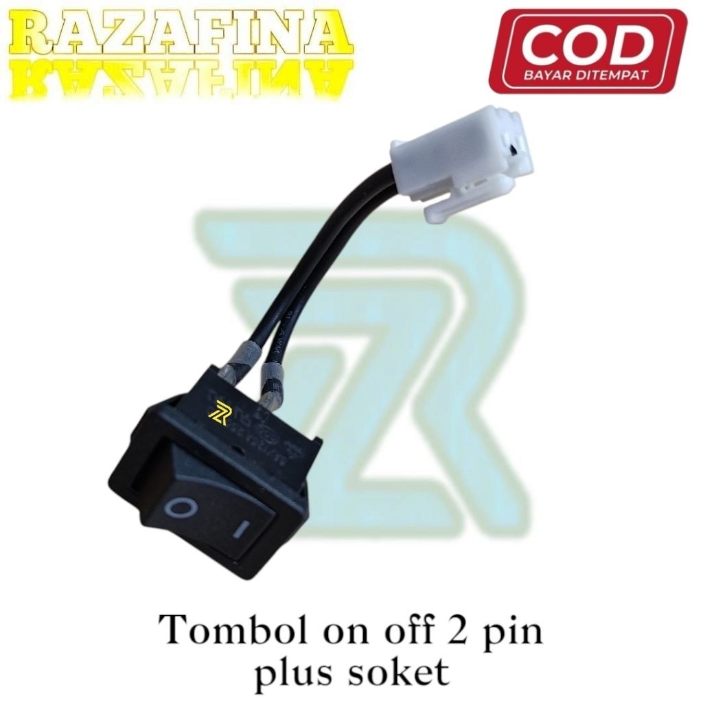 Saklar Tombol On Off Universal  2 Pin Plus Soket Saklar On Off Semua Jenis Motor Mobil