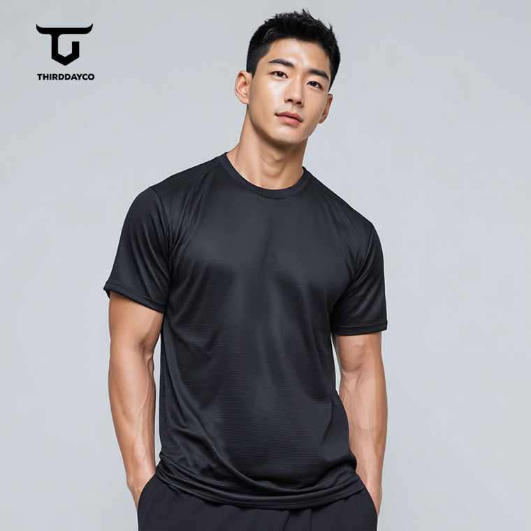 THIRDDAY kaos gym pria ketat tangan pendek FLEXFIT polos hitam MTY47 navy MTZ91 putih MTZ92 khaki MT