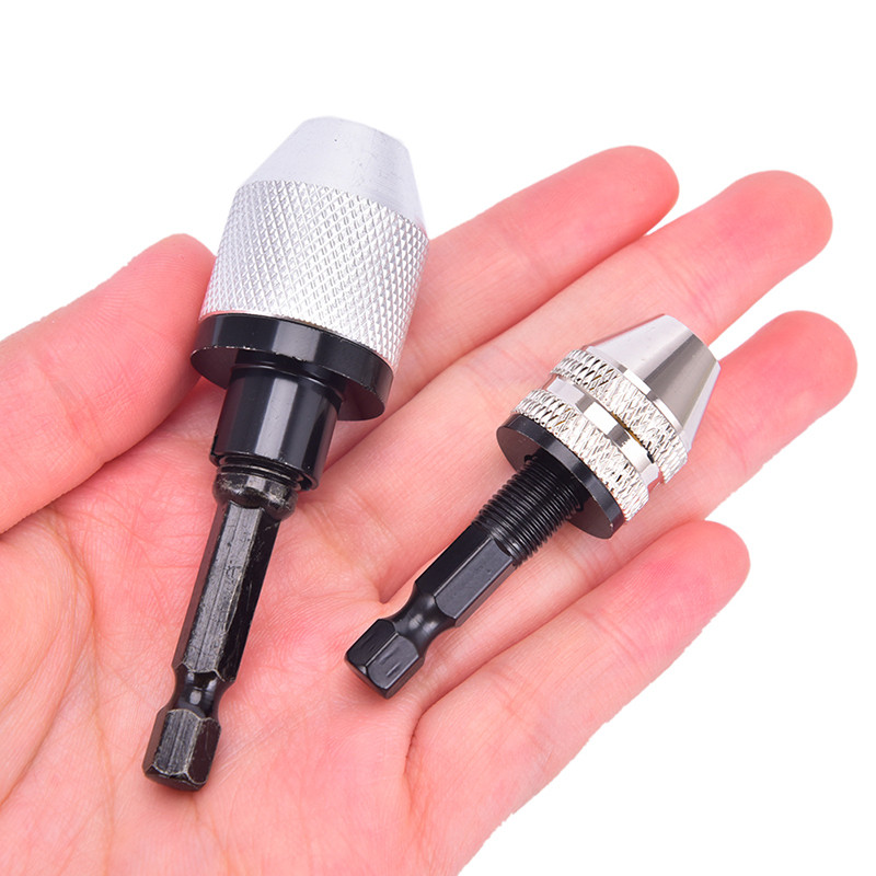 High Quality 1/4" Hex Shank Keyless Drill Chuck Quick Change Bit Driver Converter Adaptor 0.3-3.6mm/