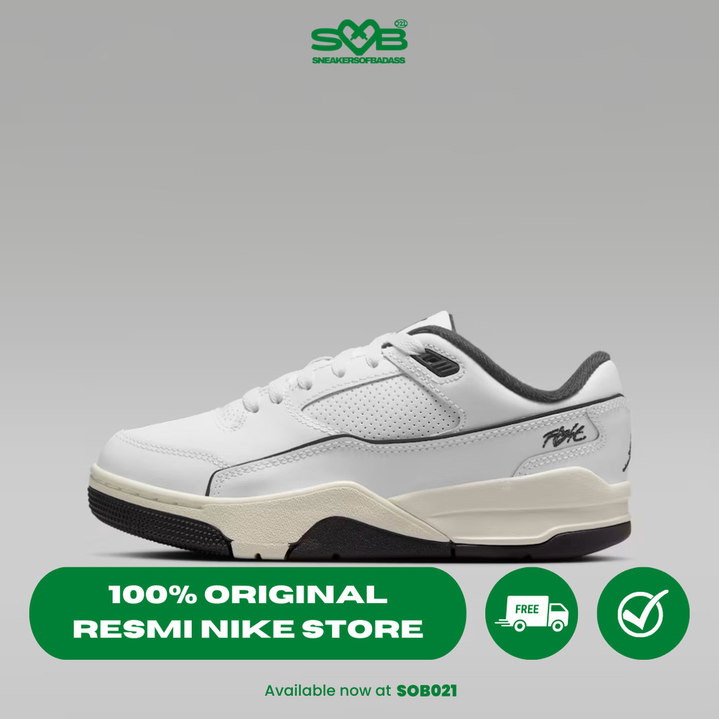 Sepatu Sneakers Nike Jordan Flight Court Older Kids' Shoes White/Sail/Black - HF3333-100