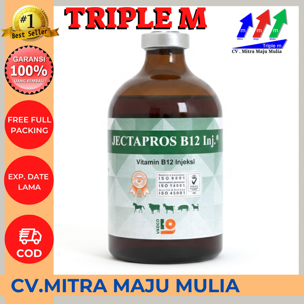 JECTAPROS B12 100 ML VADCO - Vitamin B12 Hewan Anti Anemia & Menambah Nafsu Makan Ternak - Seperti J