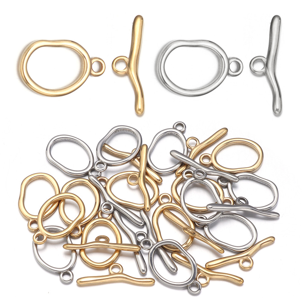1 Sets Stainless Steel OT Clasps Buckle Irregular Wavy Toggle Clasp Connectors for Y Bracelet Neckla