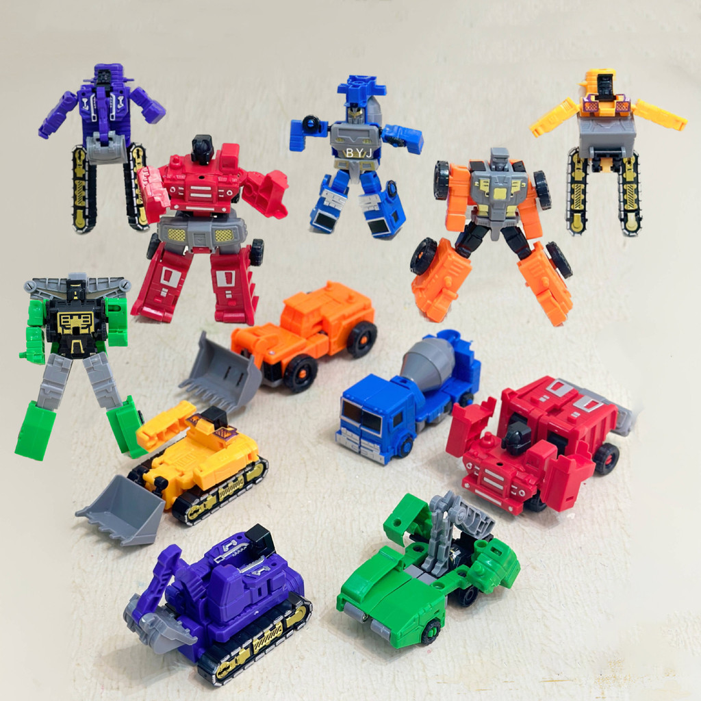 Children Fun Deformation Robot Toy Model Simulation Excavator Bulldozer Robots Deformation Creative Engineering Car Boys Toys