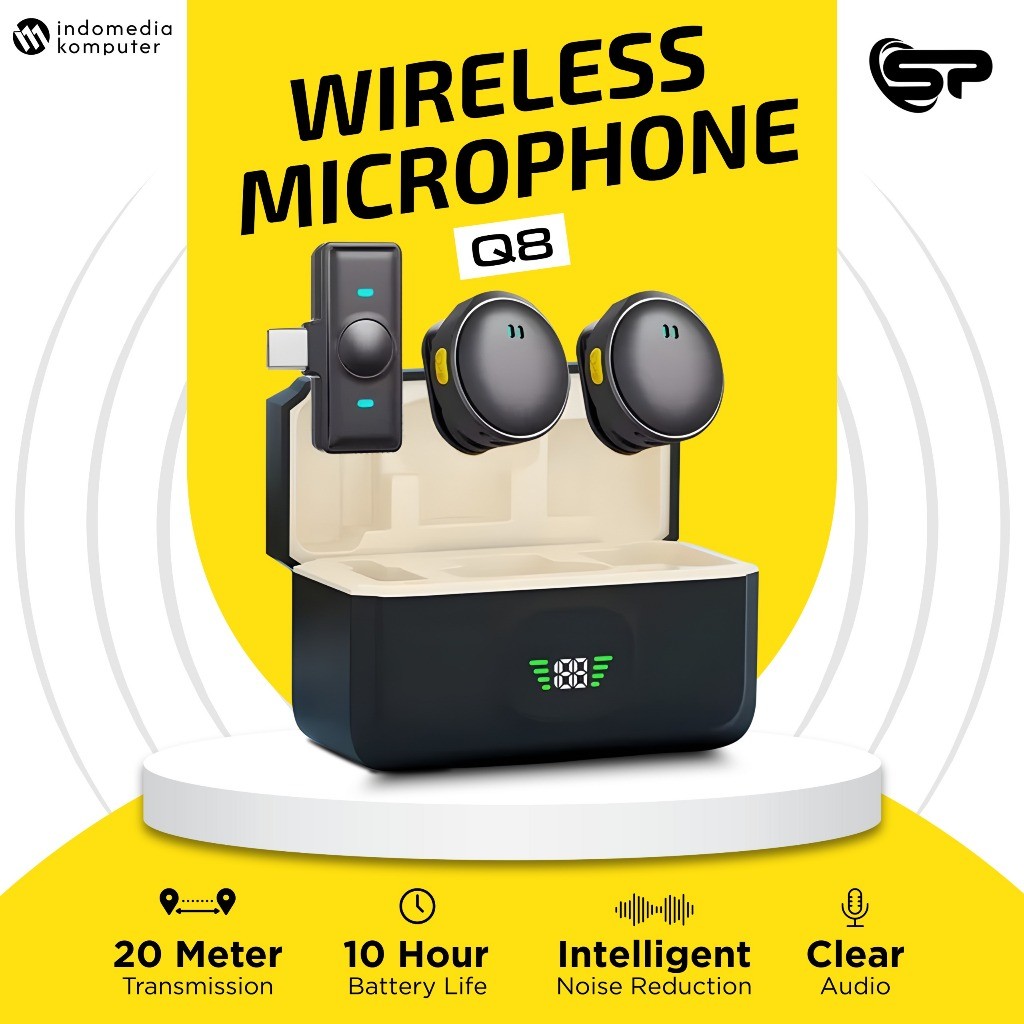Microphone Wireless Q8 2 Mic Type-C Mic Q8 Wireless Type-C 2 Mic Q8 Wireless Microphone