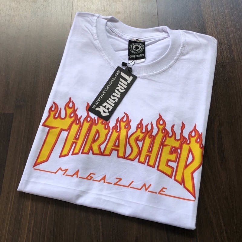 KAOS THRASHER - FLAME PUTIH / TSHIRT THRASHER / BAJU THRASHER