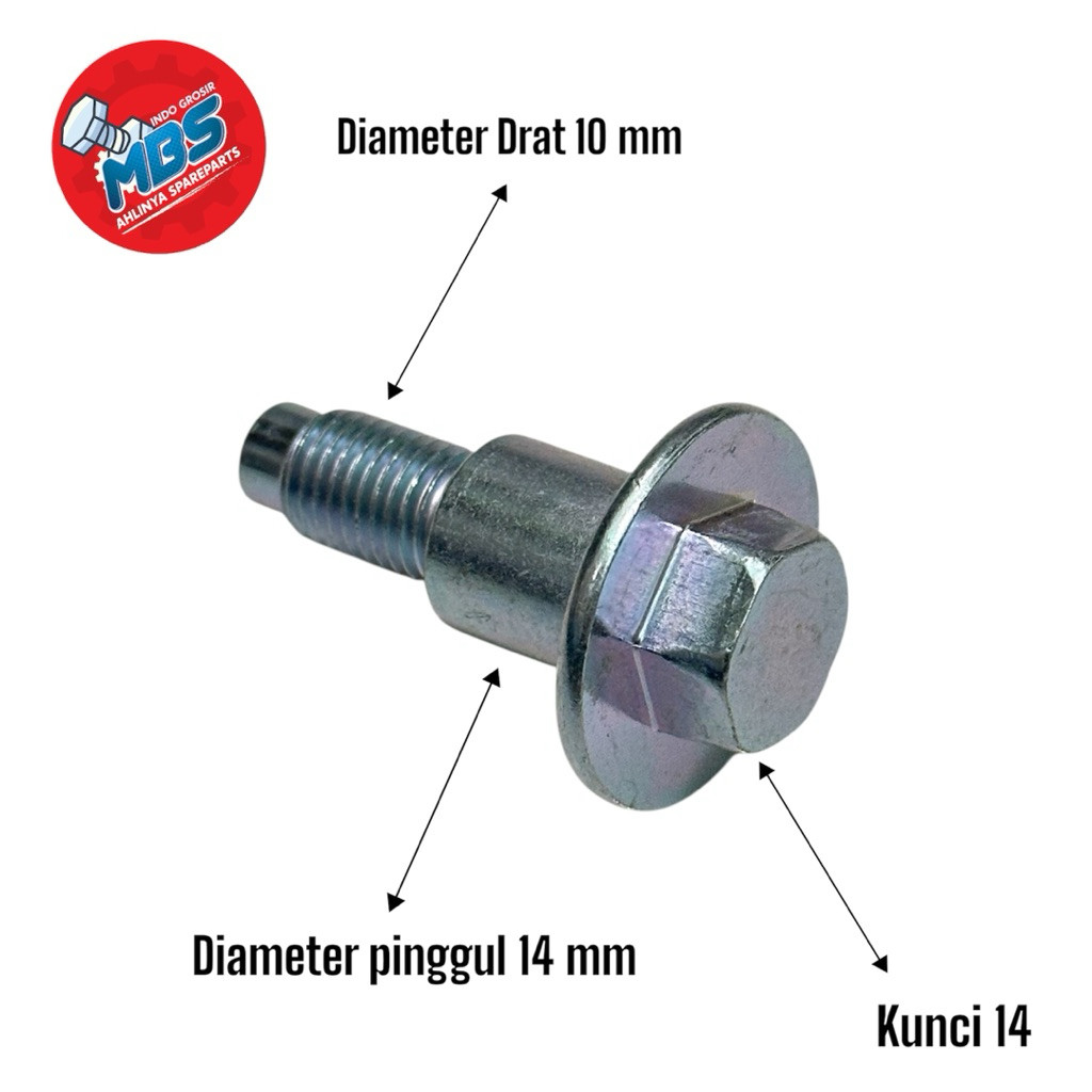 BAUT KUNCI 14 PINGGUL 14mm drat 10mm baut fleng topi baut mobil baut puly temingbalt dsb