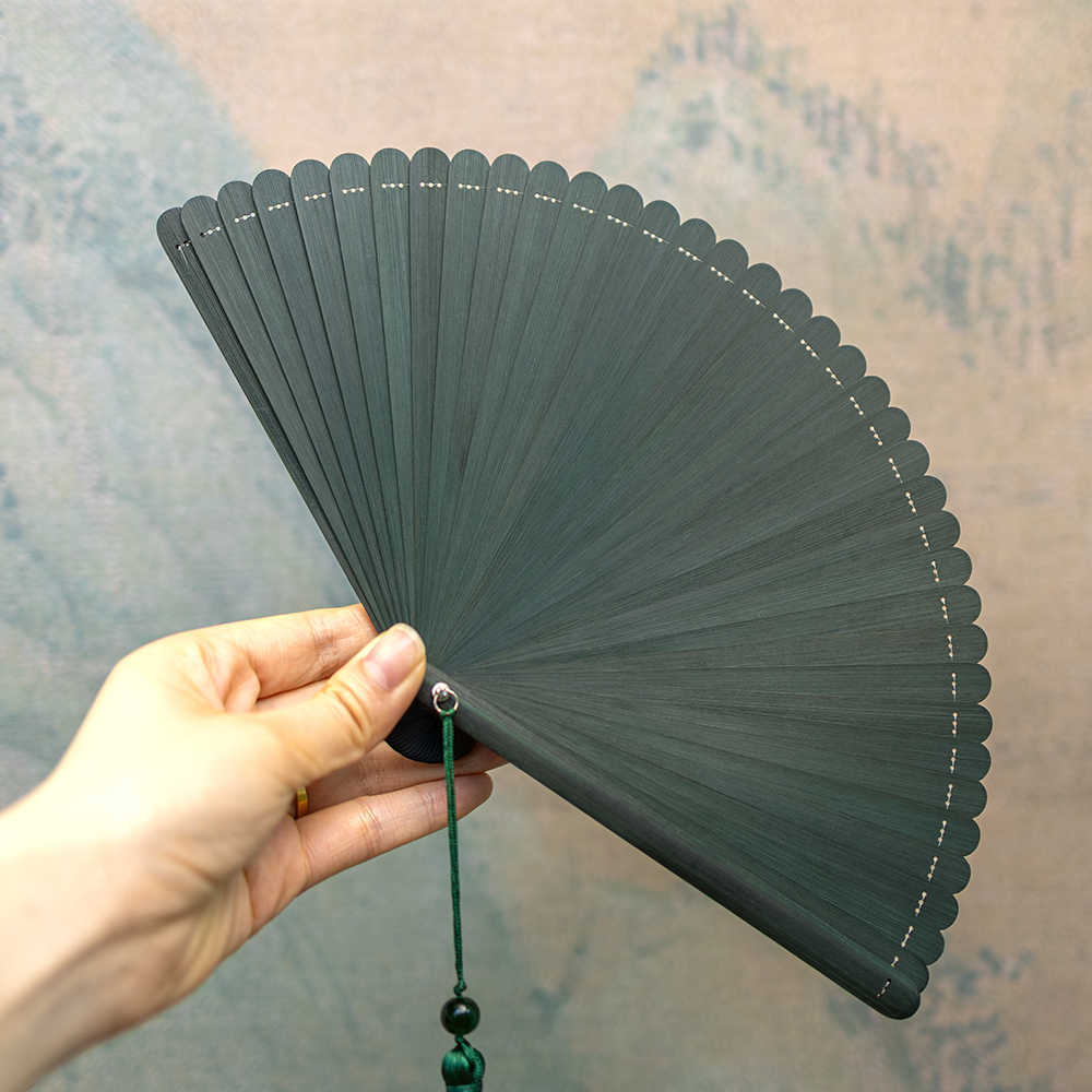Kipas Lipat Bambu Elegan Kipas Kerajinan Kipas Warna Solid Kipas Bambu untuk Wanita