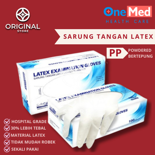 SARUNG TANGAN LATEX SAFE GLOVE | SARUNG TANGAN MEDIS | HANDSCOON MEDIS | SARUNG TANGAN KARET LATEX S