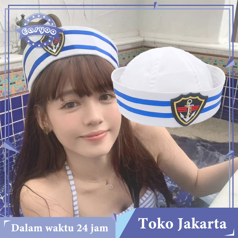 Topi Pelaut Sailor Topi Korean Style Sailor Sailor Hat Topi Kapten Kapal Laut Topi Captain Pelaut Co