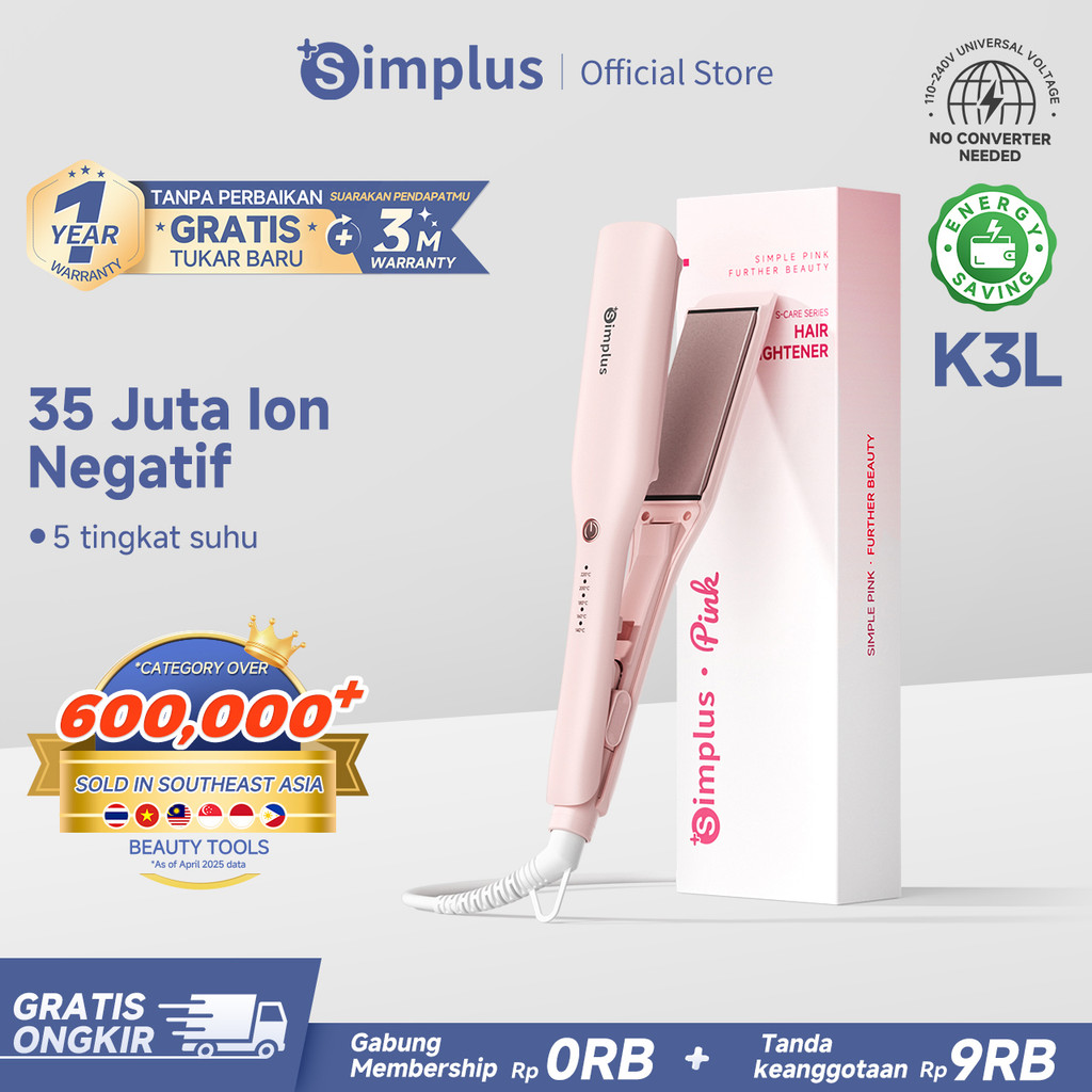 Simplus Catokan 5 Suhu Pelat Keramik Pelurus Rambut dengan 35 Juta Ion Negatif