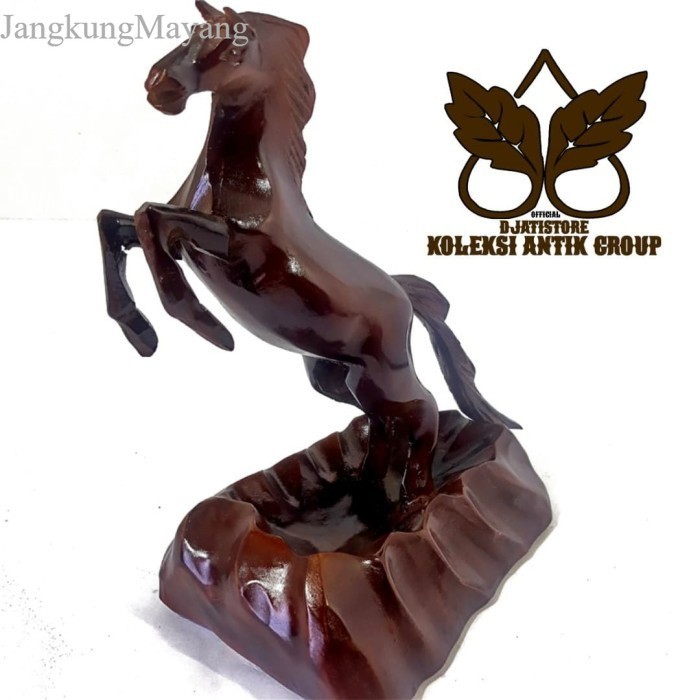 A Asbak Kayu Jati Ukir Pahat Model Miniatur Kuda murah