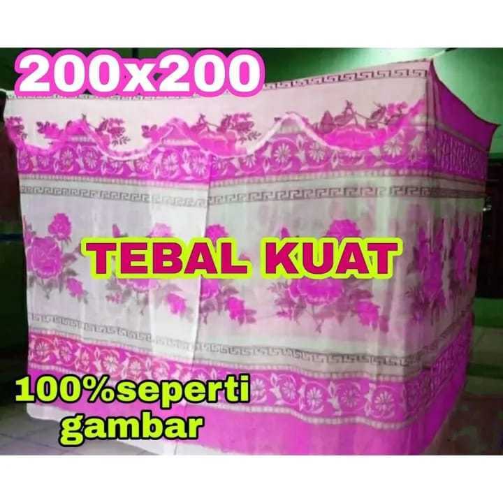 Staria55 - Kelambu Kotak Gantung Jumbo 200x200 Motif Bunga  Tebal Kelambu Tempel Anti Nyamuk Kelambu