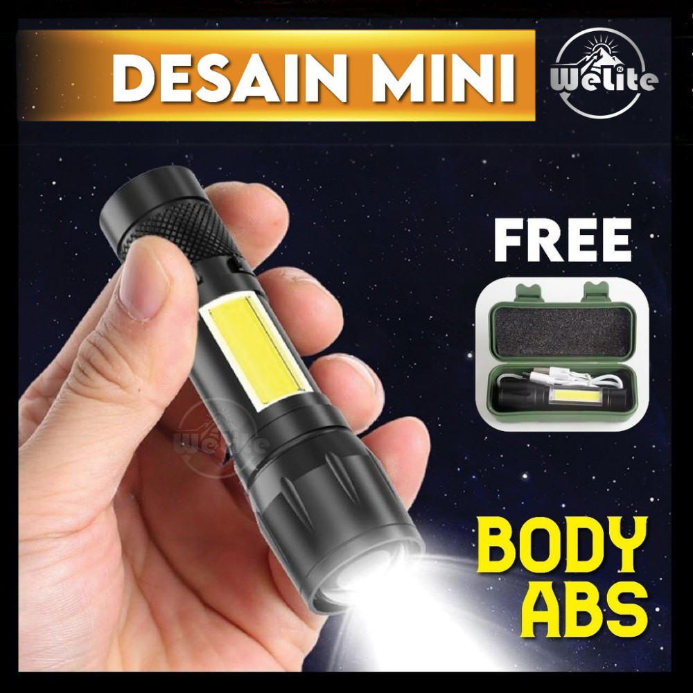 Senter Mini XPE 300 Lumens LED COB Outdoor USB Rechargeable Waterproof