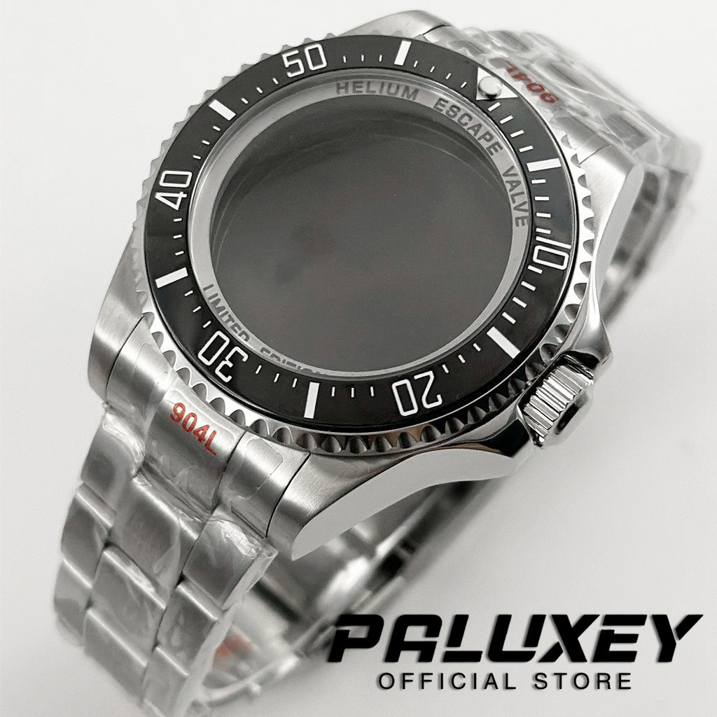 44MM Silver Sapphire Crystal DEEP SEA Homage Big Watch Case With Bracelet Compatible Fit NH35 NH36 N