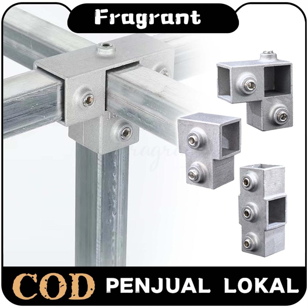 Konektor Pipa Persegi 25 Series Aluminium Sambungan Tanpa Las Brackets Kuat untuk Rak dan Lemari