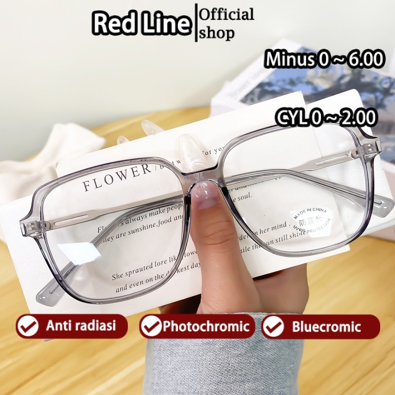 Red Line Kacamata Minus -1 -2 -3 -4 -5 -6 Lensa Anti Radiasi Blueray Minus Silinder Wanita Pria Beni