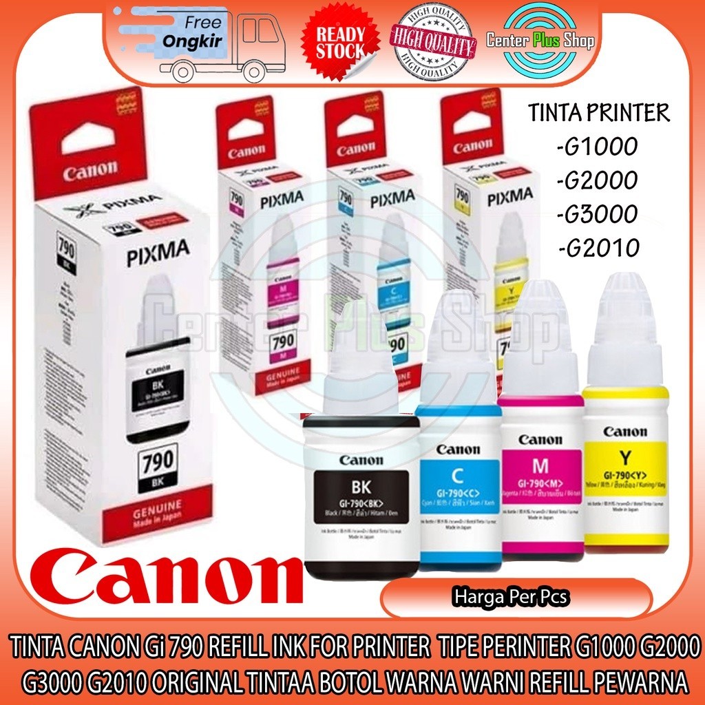 Canon Printer Tinta Gi 790 Original Ink For G1000 G2000 G3000 G4000 G1010 G2010 Per Pcs Satuan Tinta