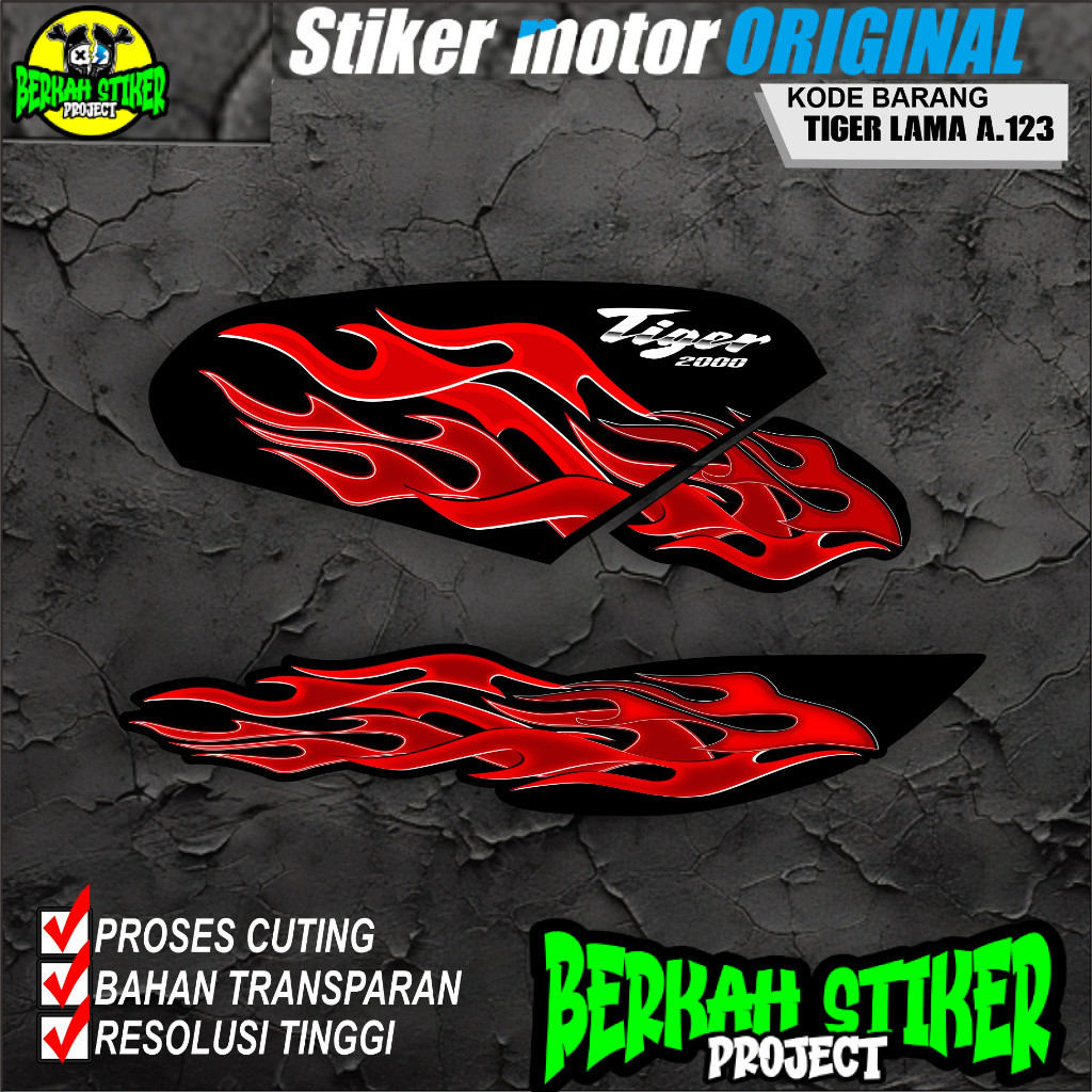 (COD) STIKER STRIPING MOTOR HONDA TIGER LAMA HOLOGRAM DAN TRANSPARAN KODE A.123