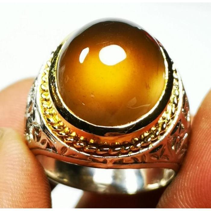 Cincin Alpaka Super Mewah Batu Permata Akik Bio Solar Aceh Bergiwang