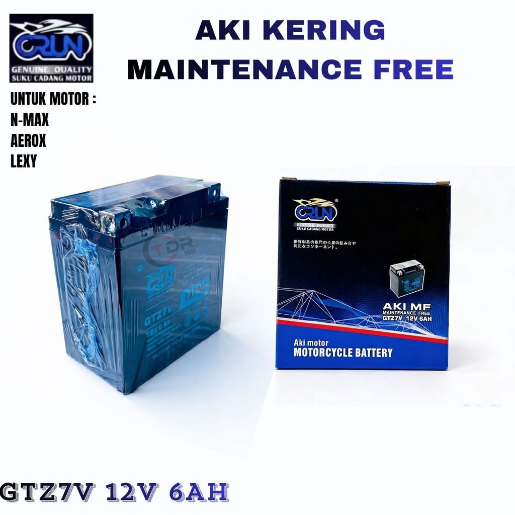 Crun Baterai Aki Motor GTZ7V 12V 6Ah Ampere GTZ6V Yamaha Nmax Aerox Lexy