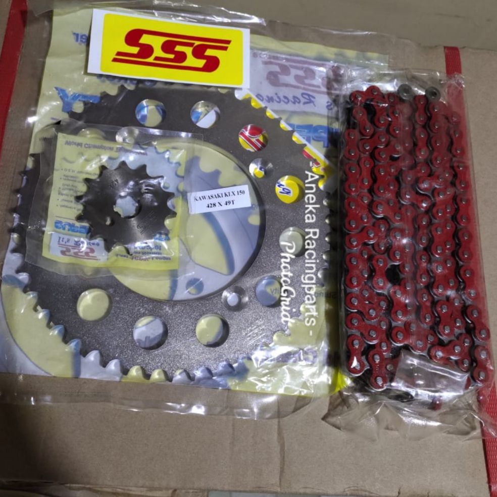 Gir set sss klx 150 dtracker 150 rantai merah / gear set klx dtracker sss