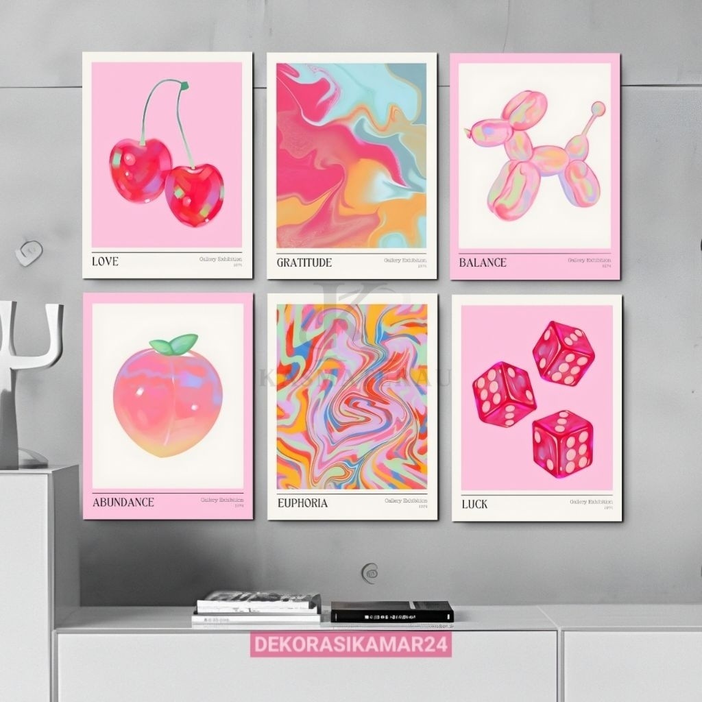 Hiasan dinding kamar aesthetic Poster kamar cewek ekhibition pink Wall decor - Pajangan