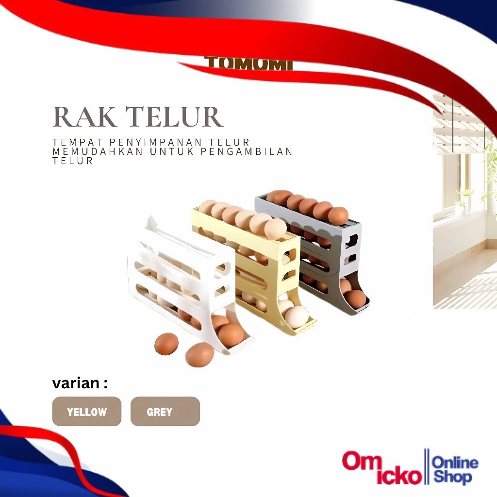 Tempat Telur Tomomi Premium Acrylic - Rak Telur Transparan Tebal & Kokoh