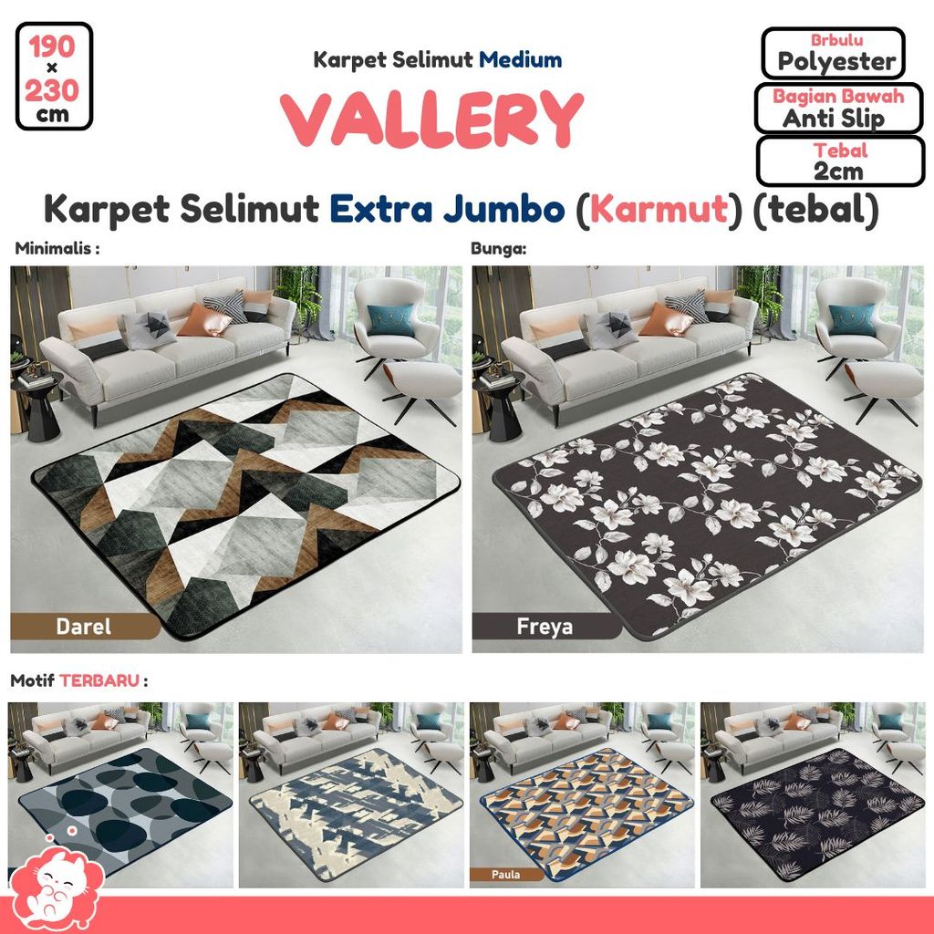 Karmut EXTRA JUMBO (Karpet Selimut) (190 x 270) Anti Slip VALLERY Quincy