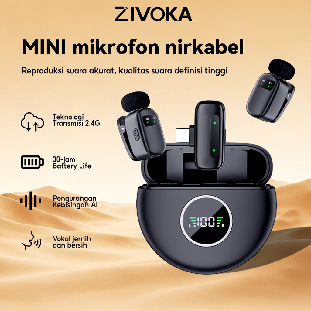 ZIVOKA PocketMic10 Mic Klip Mini Praktis, Kurangi Bising & Suara Lebih Stabil untuk Konten