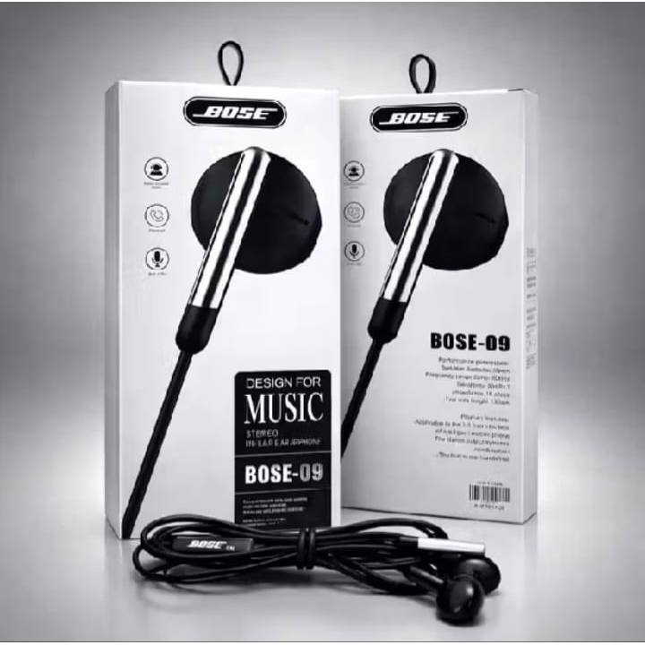 Earphone-Handsfree Bose-09 Headset Earphone Music Bose-09 Plus Mic HF Universal Suara Jernih