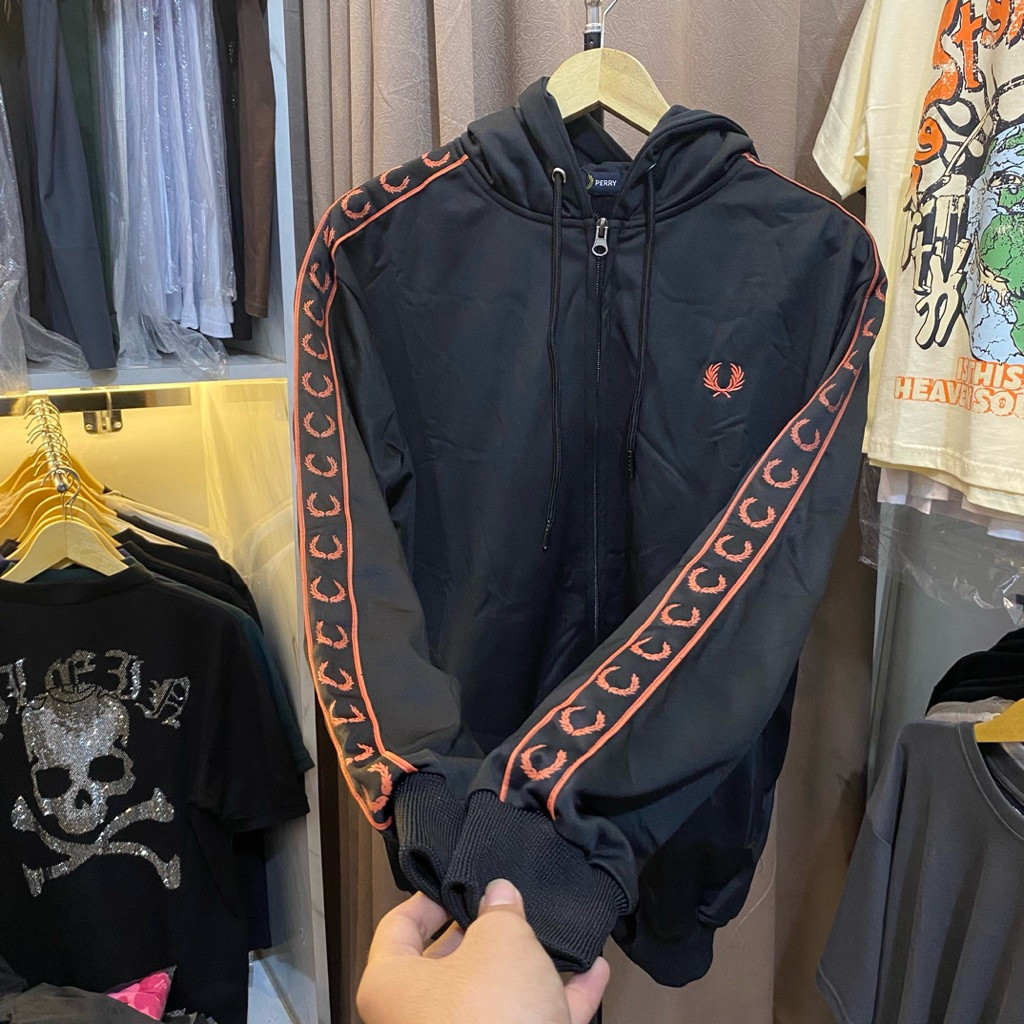 ZIPPER HOODIE TRACKTOP FP PADI CASUAL JAKET PRIA WANITA TC LOGO BORDIR HITAM DISTRO BRANDED PREMIUM