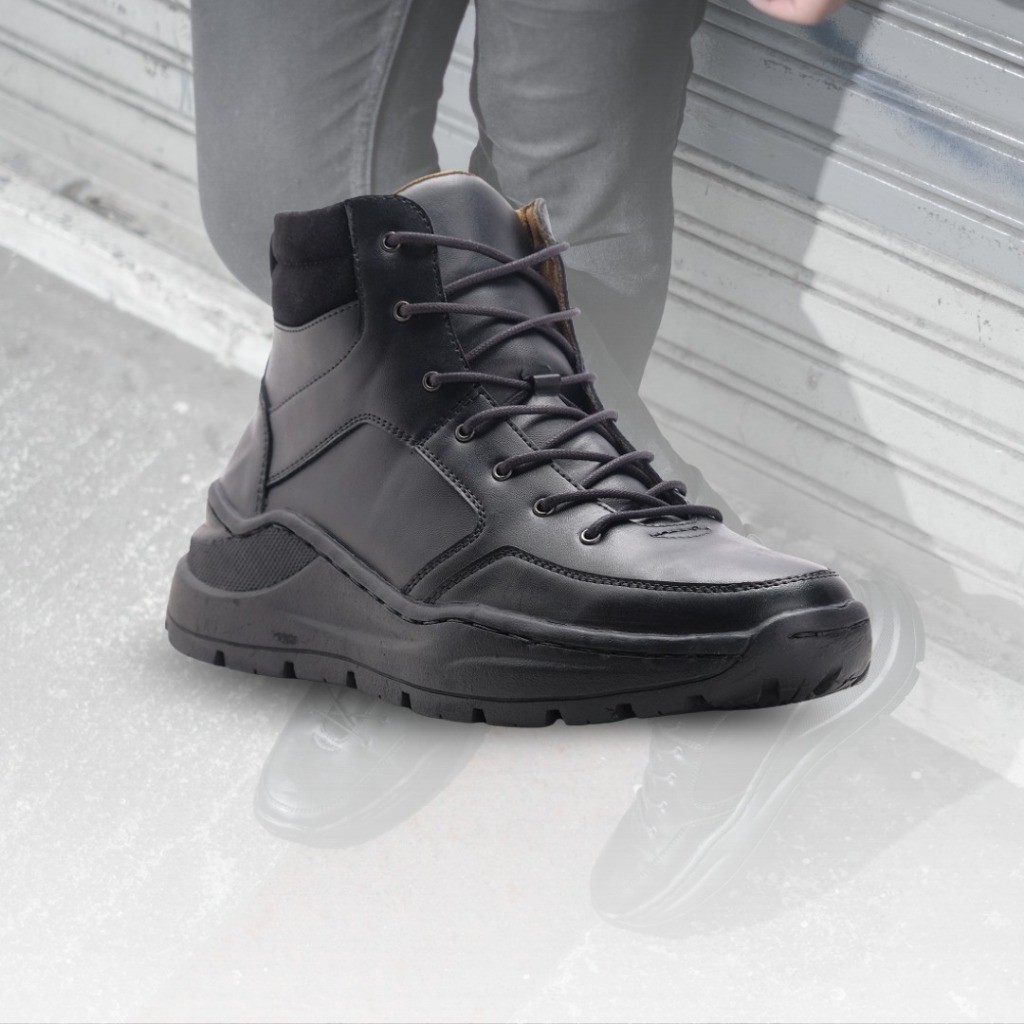Sepatu Boots Kulit Casual Pria | Otiv Hardy Boots Black