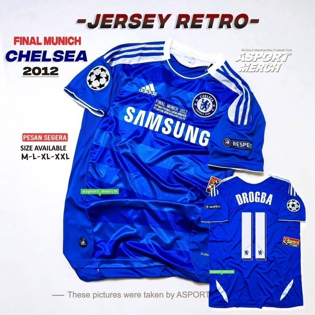 ASPORT CHELSEA RETRO FINAL MUNICH HOME 2012 JERSI RETRO CHELSEA 11 12
