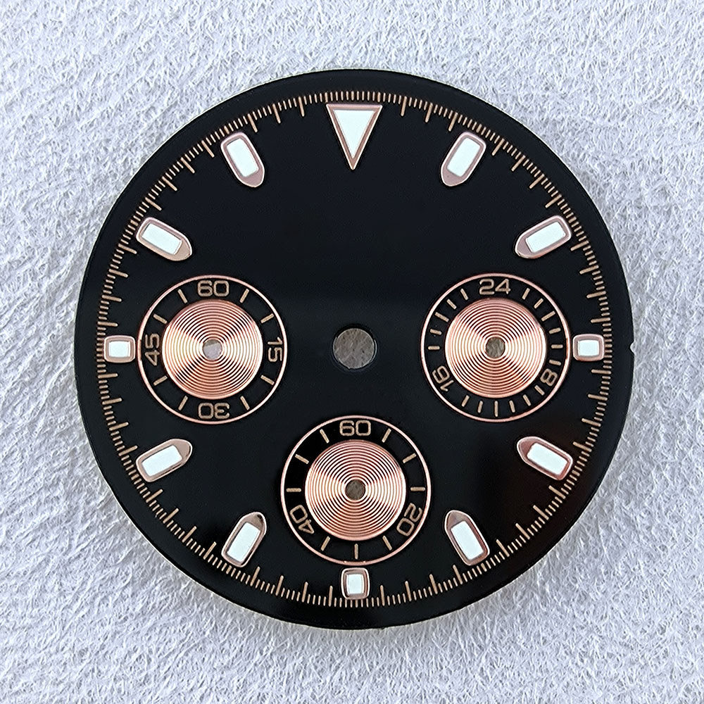 VK63 chronograph dial 29.5mm Men's watch Dial Custom logo panda dial Green glowing dial VK63 quartz 