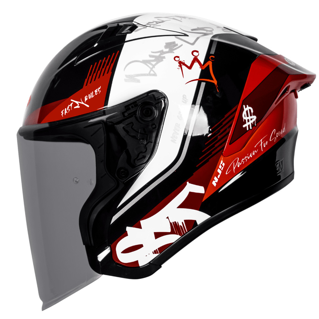 Helm NJS Kairoz GT Fast & Rules (FREE Spoiler) - Helm Half Face | Kairoz GT | Kairoz GT Motif | NJS 