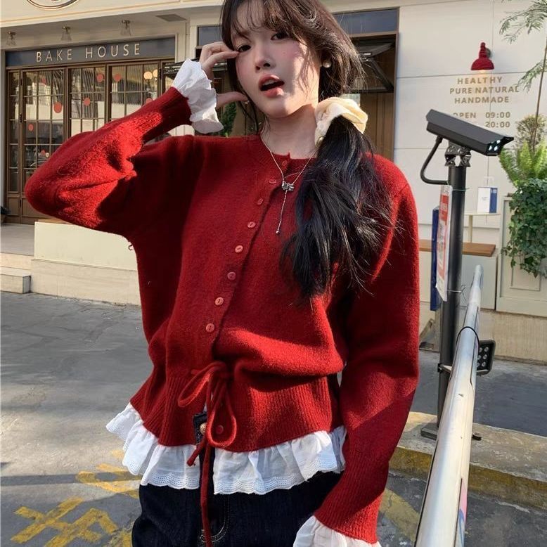 Dainty Vogue Cardigan Rajut Dua Potong Tiruan Gaya Korea Untuk Wanita